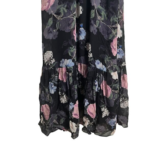 Nicholas Black Floral Silk Square Neck Smocked Maxi Dress Size 0 - Picture 11 of 15